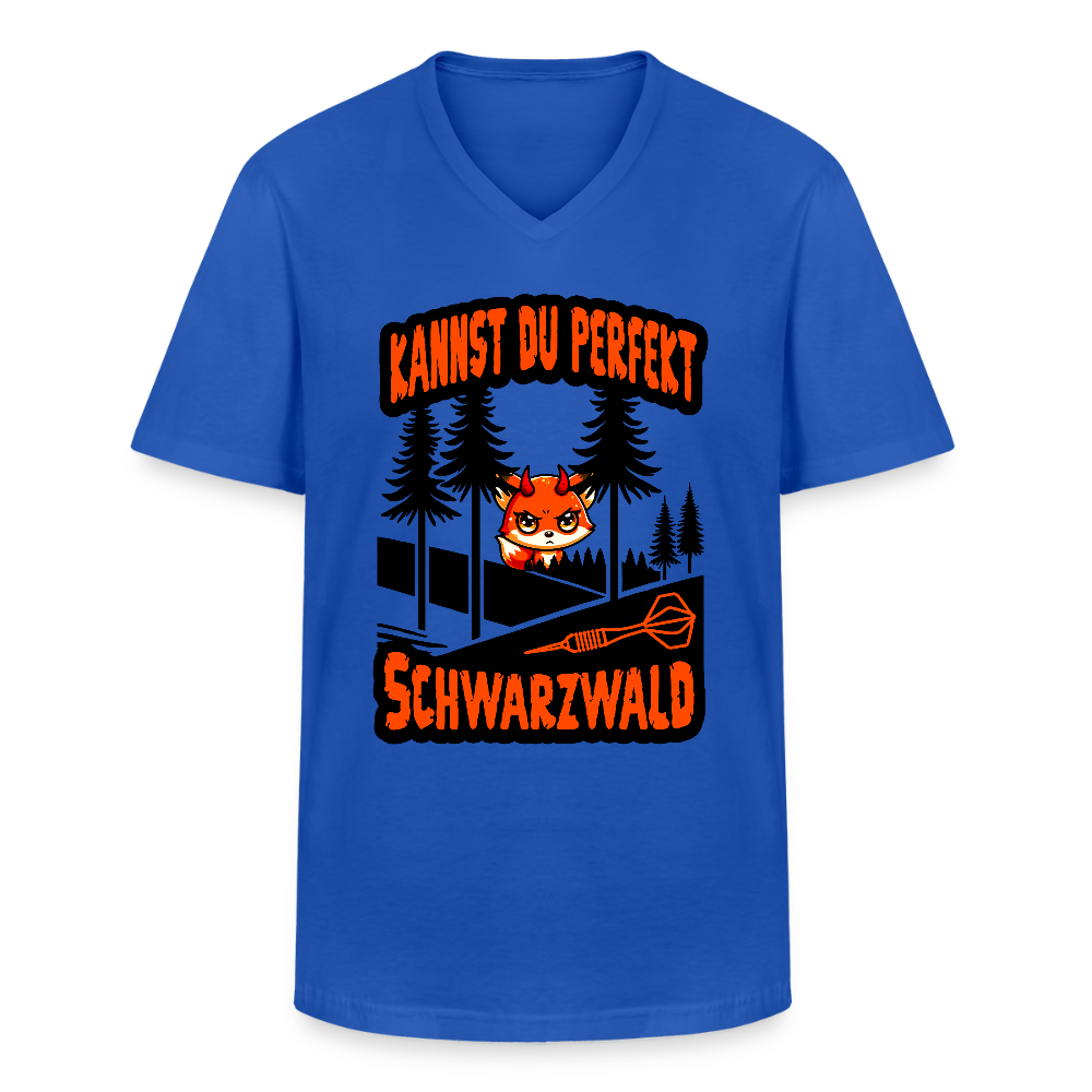 Darts T-Shirt mit V-Ausschnitt Motiv "Schwarzwald perfekt" - Royalblau