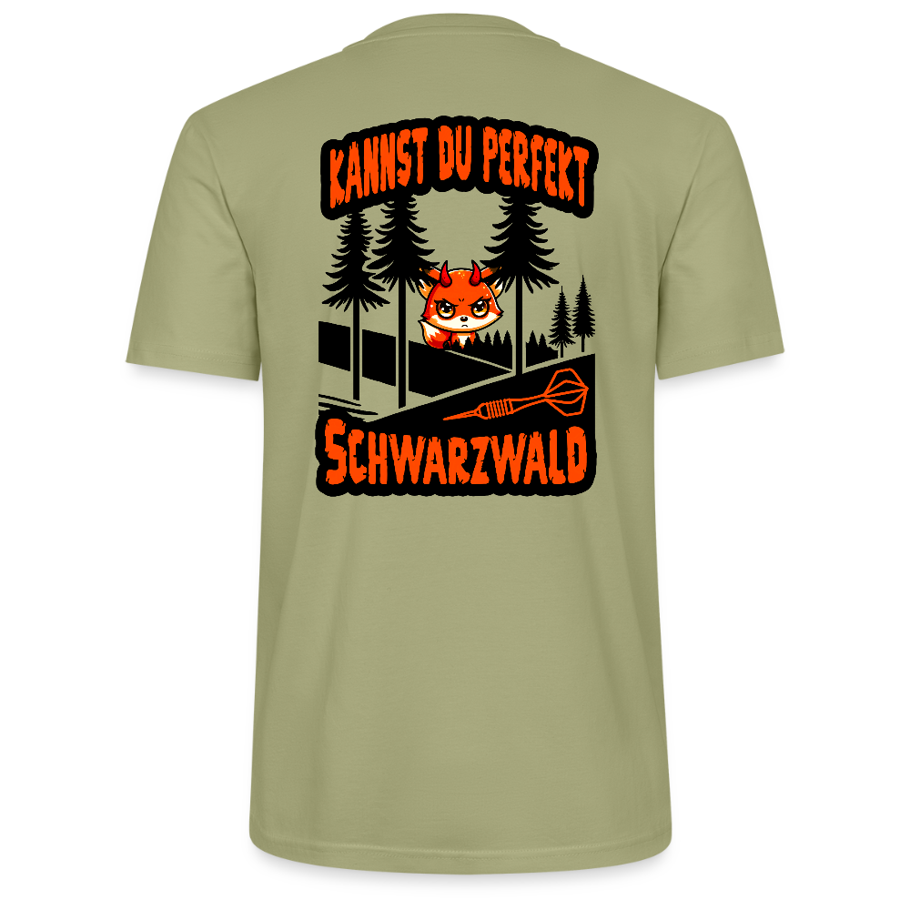 Unixex Darts-T-Shirt Motiv "Schwarzwald Perfekt" (druck hinten) - Nebelgrün