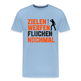 Premium-Darts-T-Shirt Motiv "Dartsfluch" (druck vorne) - Sky