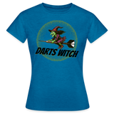 Frauen Darts-T-Shirt Motiv "Darts Witch" (druck vorne) - Antikblaues Saphir meliert