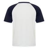 Baseball-Darts-T-Shirt Motiv "Schwarzwald Perfekt" (druck vorne) - Weiß/Navy