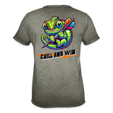 Vintage Darts-T-Shirt Motiv "Chill and Win" (Druck hinten) - Vintage Khaki