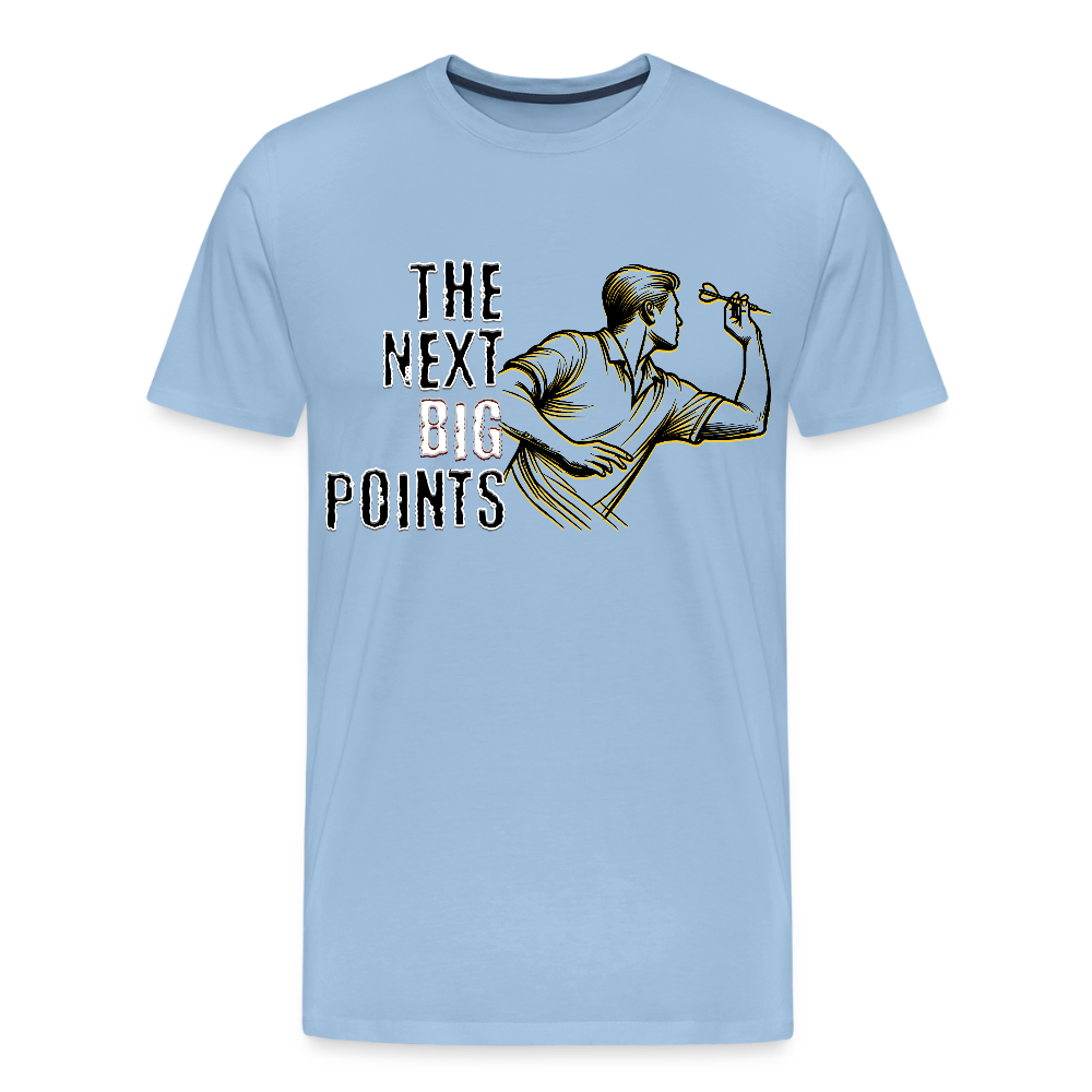 Premium Darts T-Shirt Motiv "Next Big Points" - Sky