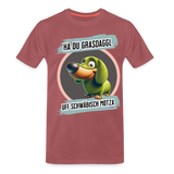 Maenner Fun T-Shirt Motiv "Ha du Grasdaggl" - washed Burgundy