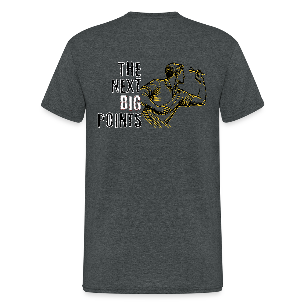 Gildan Heavy Darts T-Shirt Motiv "Next Big Points" fuer maenner (druck hinten) - Dunkelgrau meliert