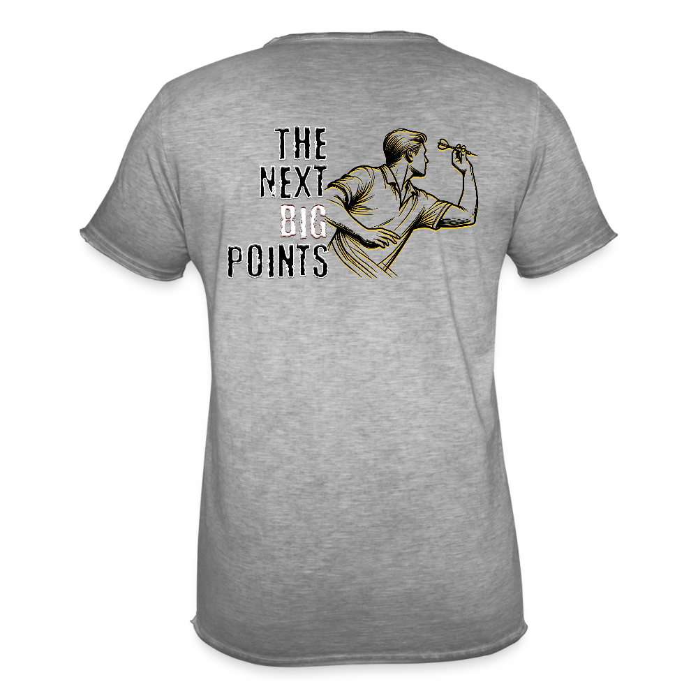 Vintage Darts T-Shirt Motiv "Next Big Points" (Druck hinten) - Vintage Grau