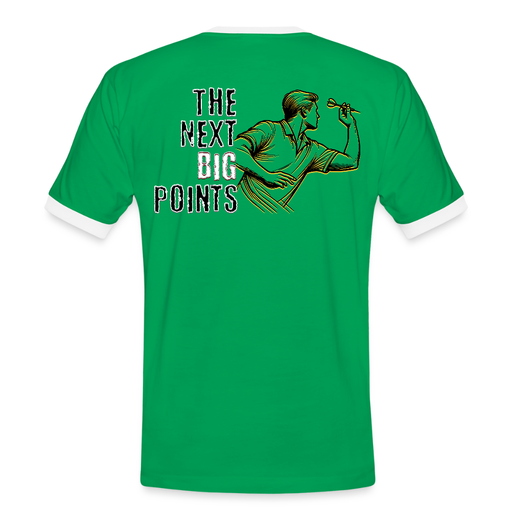 Kontrast Darts T-Shirt Motiv "Next Big Points" fuer maenner (druck hinten) - Kelly Green/Weiß