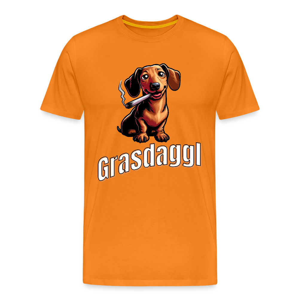 Maenner Fun T-Shirt Motiv "Grasdaggl" (Druck vorne) - Orange