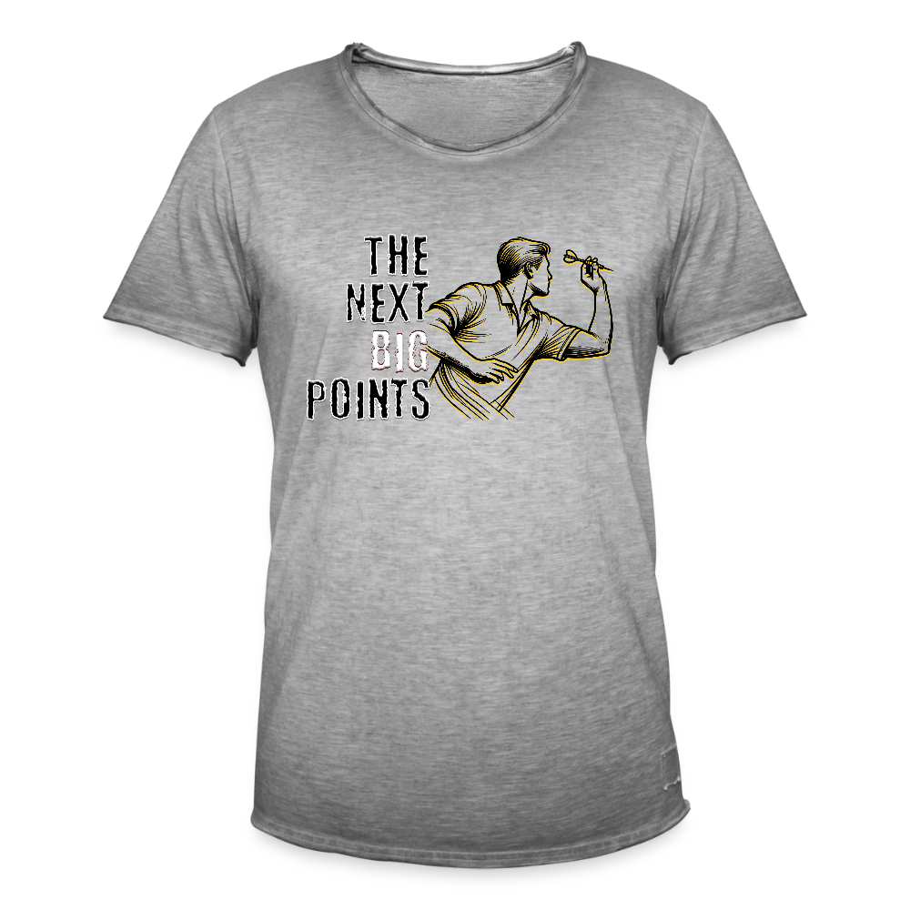 Vintage Darts T-Shirt Motiv "Next Big Points" (Druck vorne) - Vintage Grau