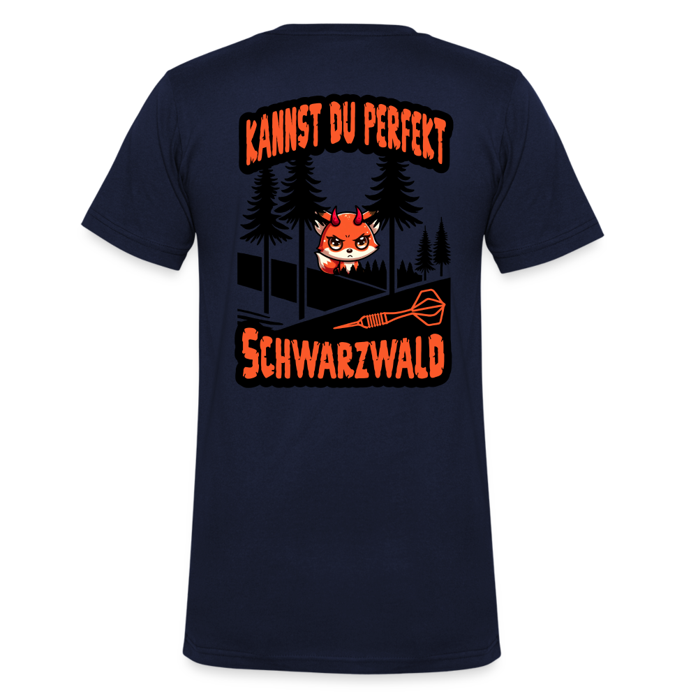 Bio-Darts T-Shirt mit V-Ausschnitt Motiv "Schwarzwald Perfekt" - Navy