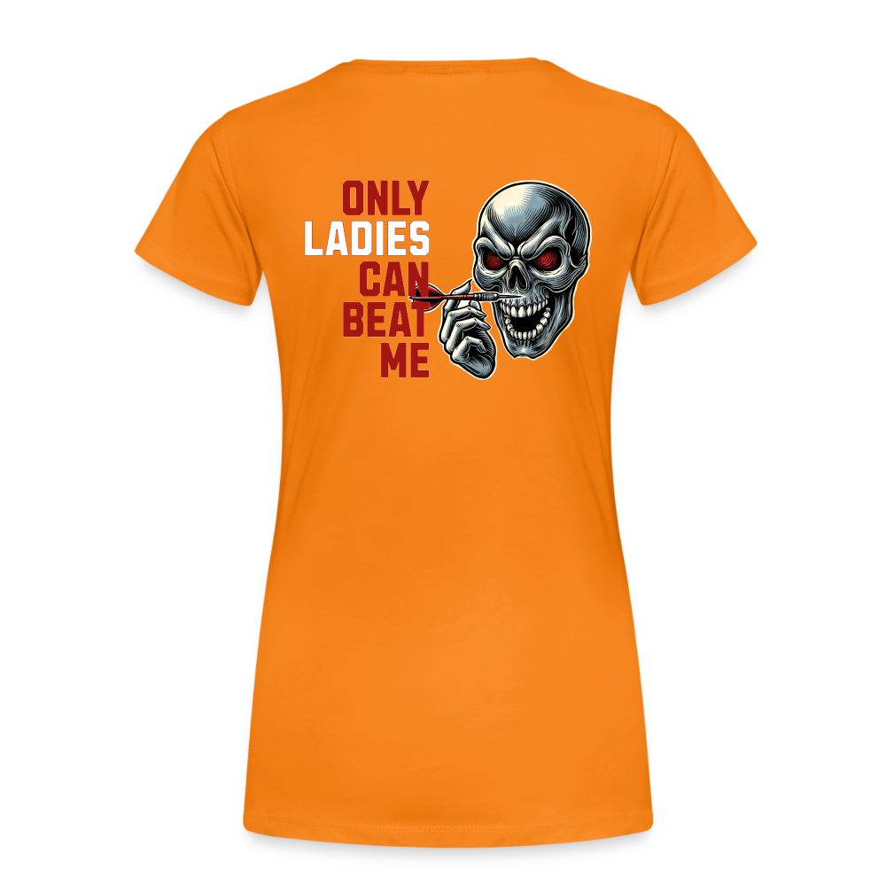 Premium Darts-T-Shirt Motiv "Only Ladies Skull" - Orange