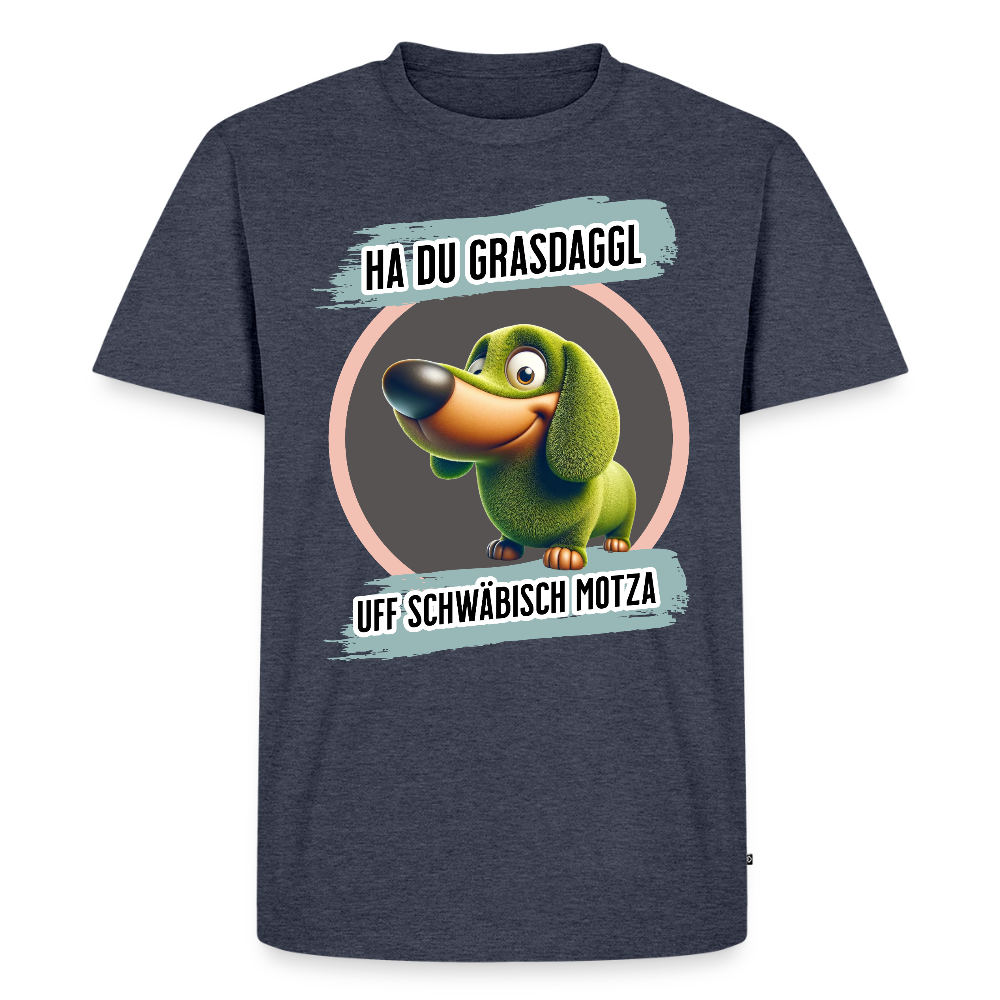 Maenner Fun T-Shirt Motiv "Ha du Grasdaggl" - Jeansblau 