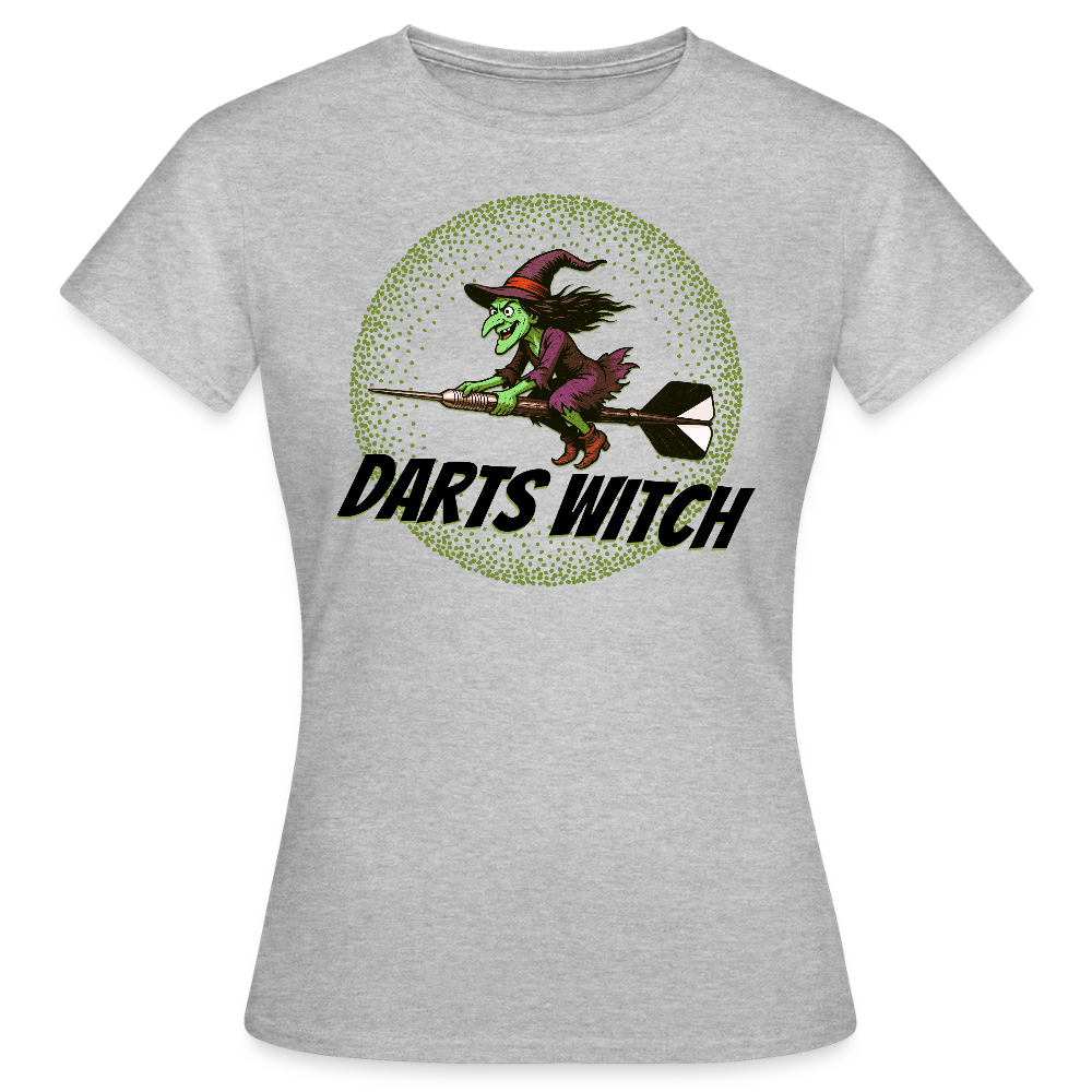 Frauen Darts-T-Shirt Motiv "Darts Witch" (druck vorne) - Grau meliert