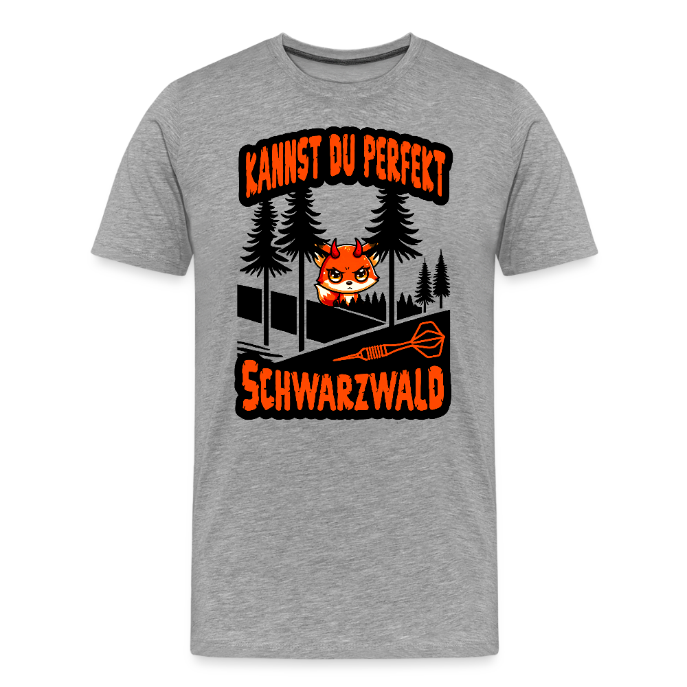 Premium-Darts-T-Shirt Motiv "Schwarzwald Perfekt" (druck vorne) - Grau meliert