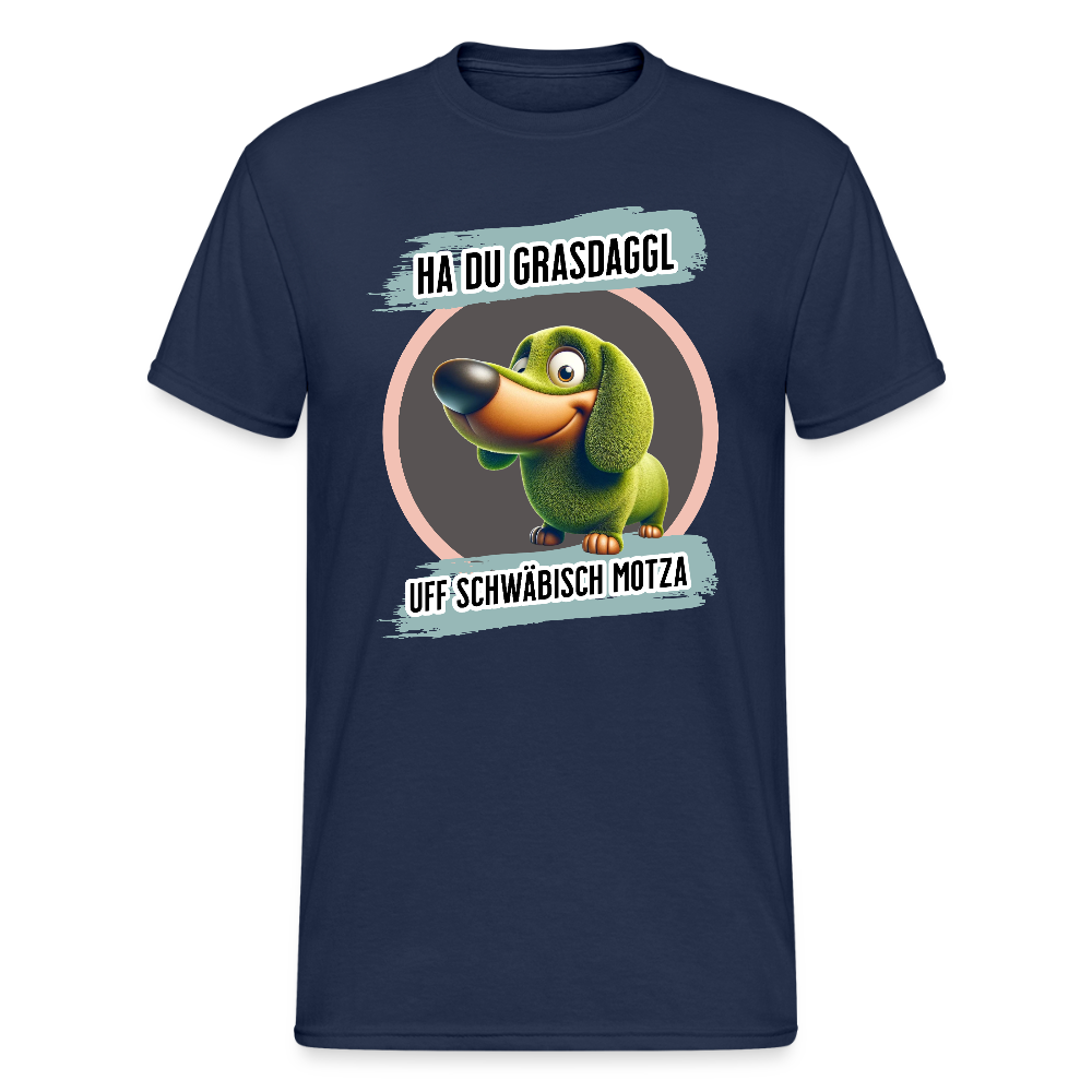 Gildan Fun T-Shirt Motiv "Ha du Grasdaggl" (Druck vorne) - Navy