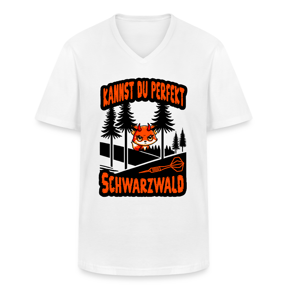 Darts T-Shirt mit V-Ausschnitt Motiv "Schwarzwald perfekt" - Weiß