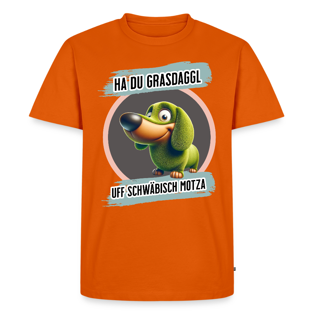 Maenner Fun T-Shirt Motiv "Ha du Grasdaggl" - Orange 