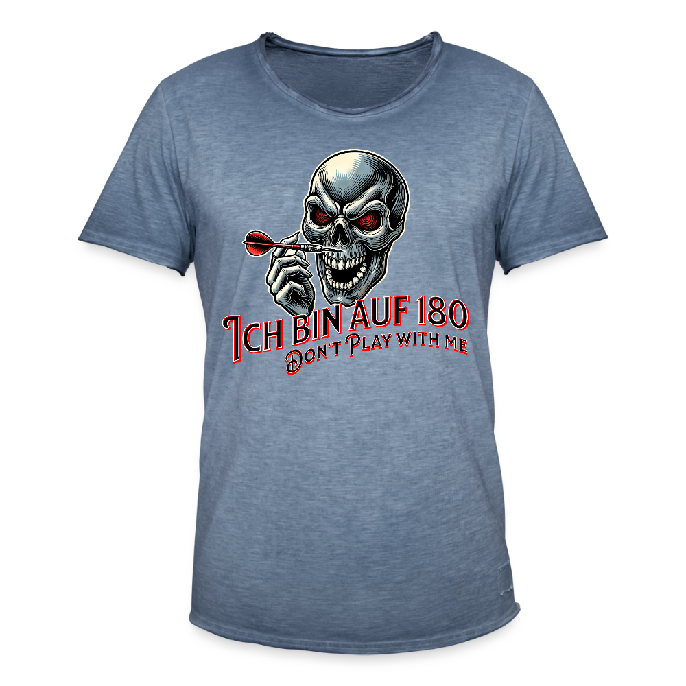 Vintage Darts T-Shirt Motiv "Auf 180" fuer Maenner (druck vorne) - Vintage Denim