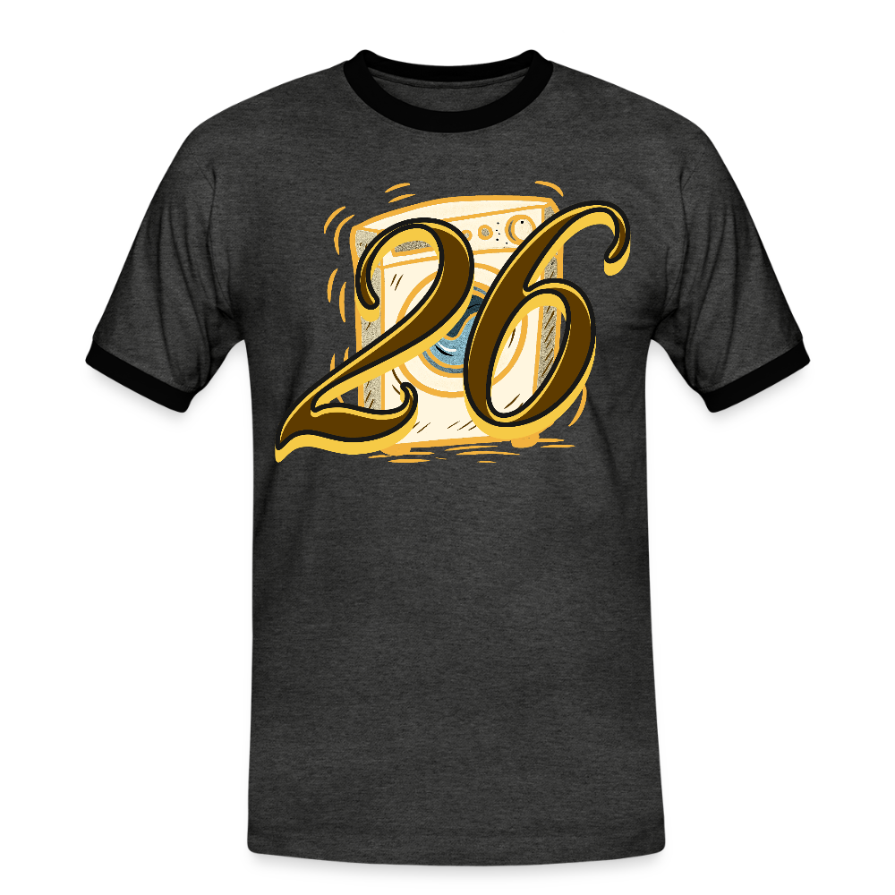 Kontrast Darts T-Shirt Motiv Waschmaschine 1 fuer Maenner druck vorne - Anthrazit/Schwarz