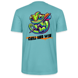 Unisex-T-Shirt Motiv "Chill and Win" (Druck hinten) - Pastelltürkis