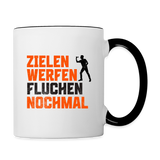 Darts-Tasse zweifarbig Motiv "Dartsfluch" - Weiß/Schwarz