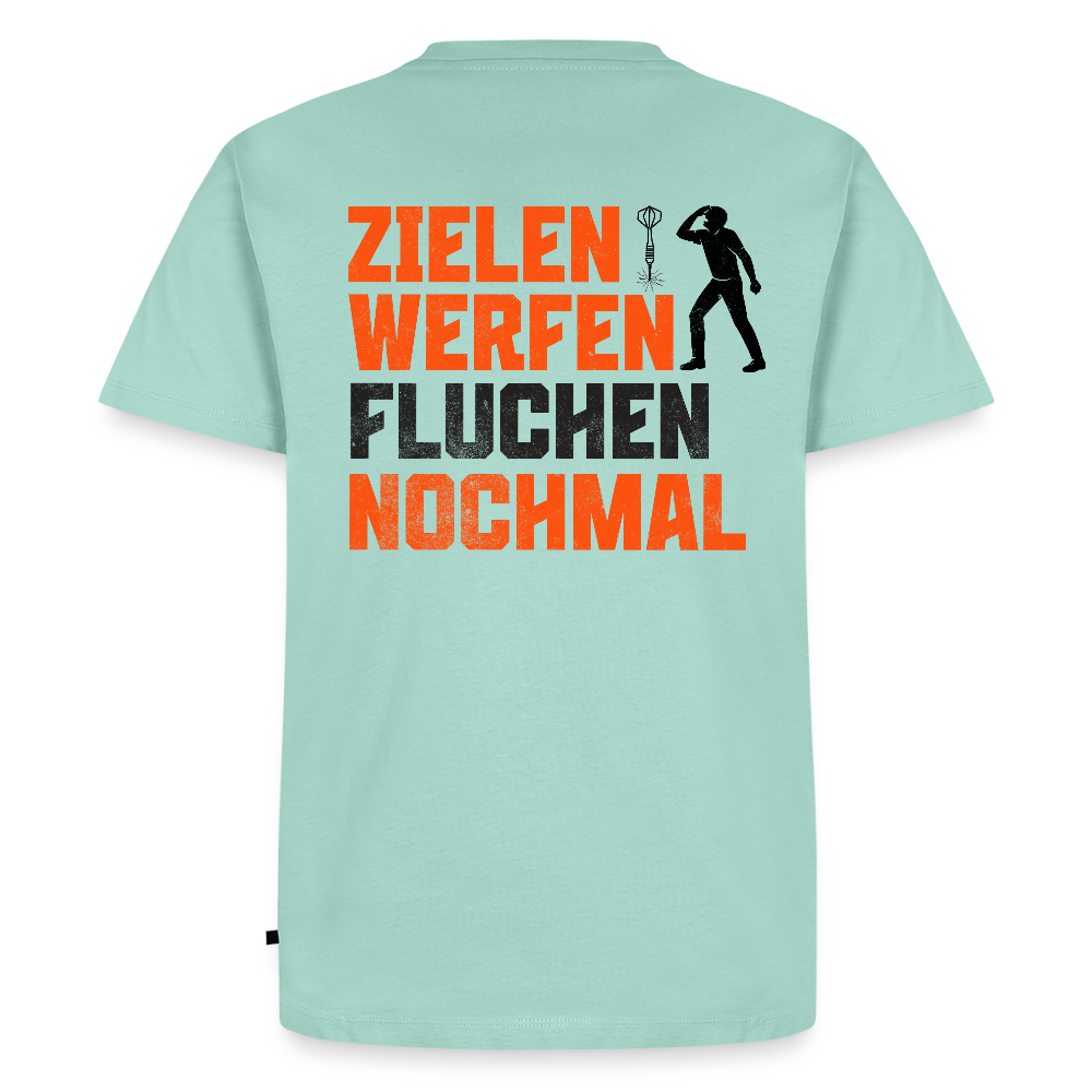 Premium-Darts-T-Shirt Motiv "Dartsfluch" (druck hinten) - Mint 