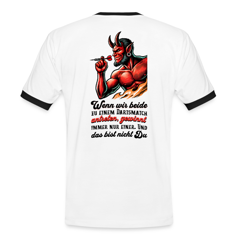 Kontrast Darts-T-Shirt Motiv "Matchwinner" fuer maenner (druck hinten) - Weiß/Schwarz