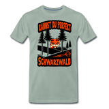 Premium-Darts-T-Shirt Motiv "Schwarzwald Perfekt" (druck vorne) - Graugrün