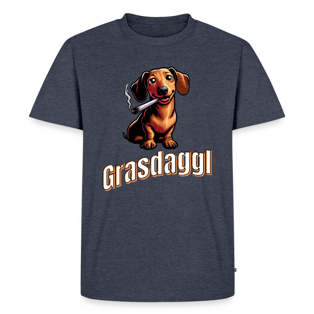 Maenner Fun T-Shirt Motiv "Grasdaggl" (Druck vorne) - Jeansblau 