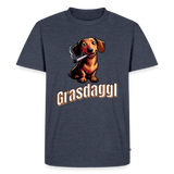 Maenner Fun T-Shirt Motiv "Grasdaggl" (Druck vorne) - Jeansblau 