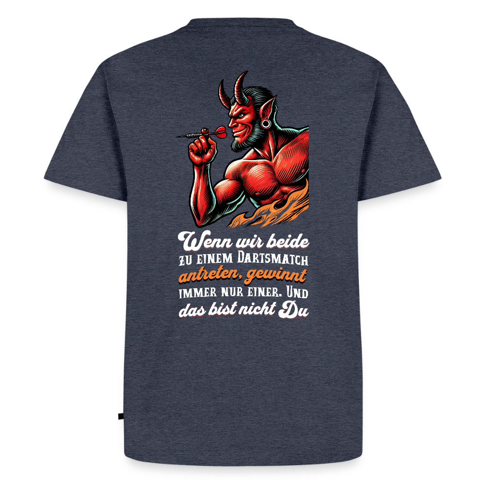 Darts-T-Shirt Motiv "Matchwinner" fuer maenner (Druck hinten, dunkle stoffe) - Jeansblau 