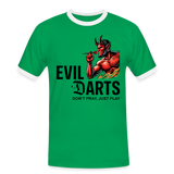 Männer Darts-Kontrast-T-Shirt Motiv "Don't Pray" fuer maenner (Druck vorne) - Kelly Green/Weiß