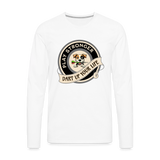 Premium-Darts-Langarmshirt für Maenner Motiv "Play Stronger" - Weiß