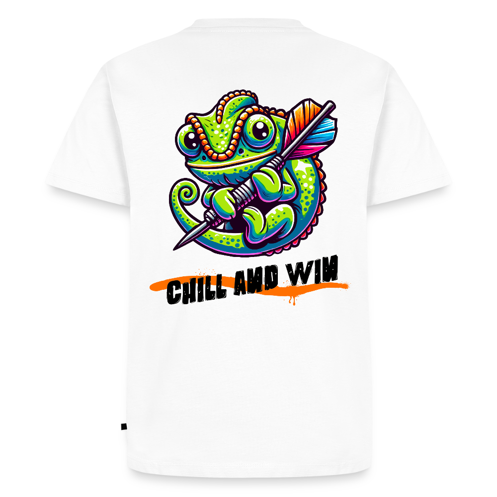 Premium Darts-T-Shirt Motiv „Chill and Win“ - Weiß