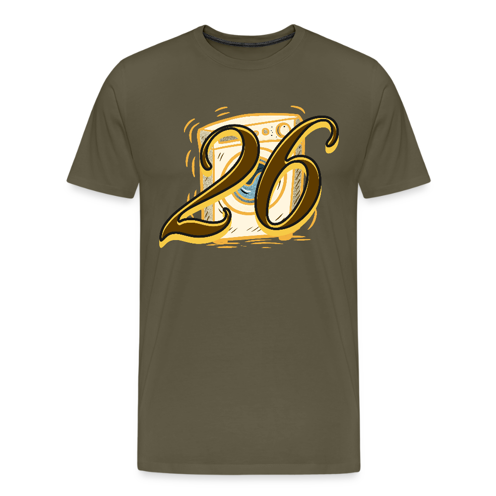 Kontrast Darts T-Shirt Motiv "Waschmaschine 1" fuer maenner (druck vorne) - Khaki