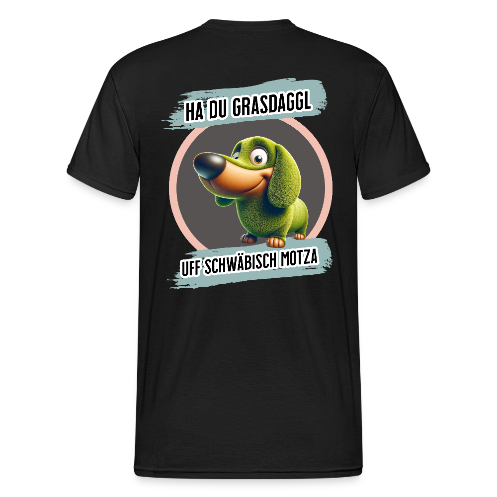 Gildan Fun T-Shirt Motiv "Ha du Grasdaggl" (Druck hinten) - Schwarz