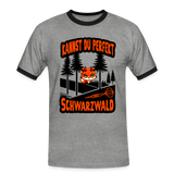 Kontrast-Darts-T-Shirt Motiv "Schwarzwald Perfekt" - Grau meliert/Schwarz