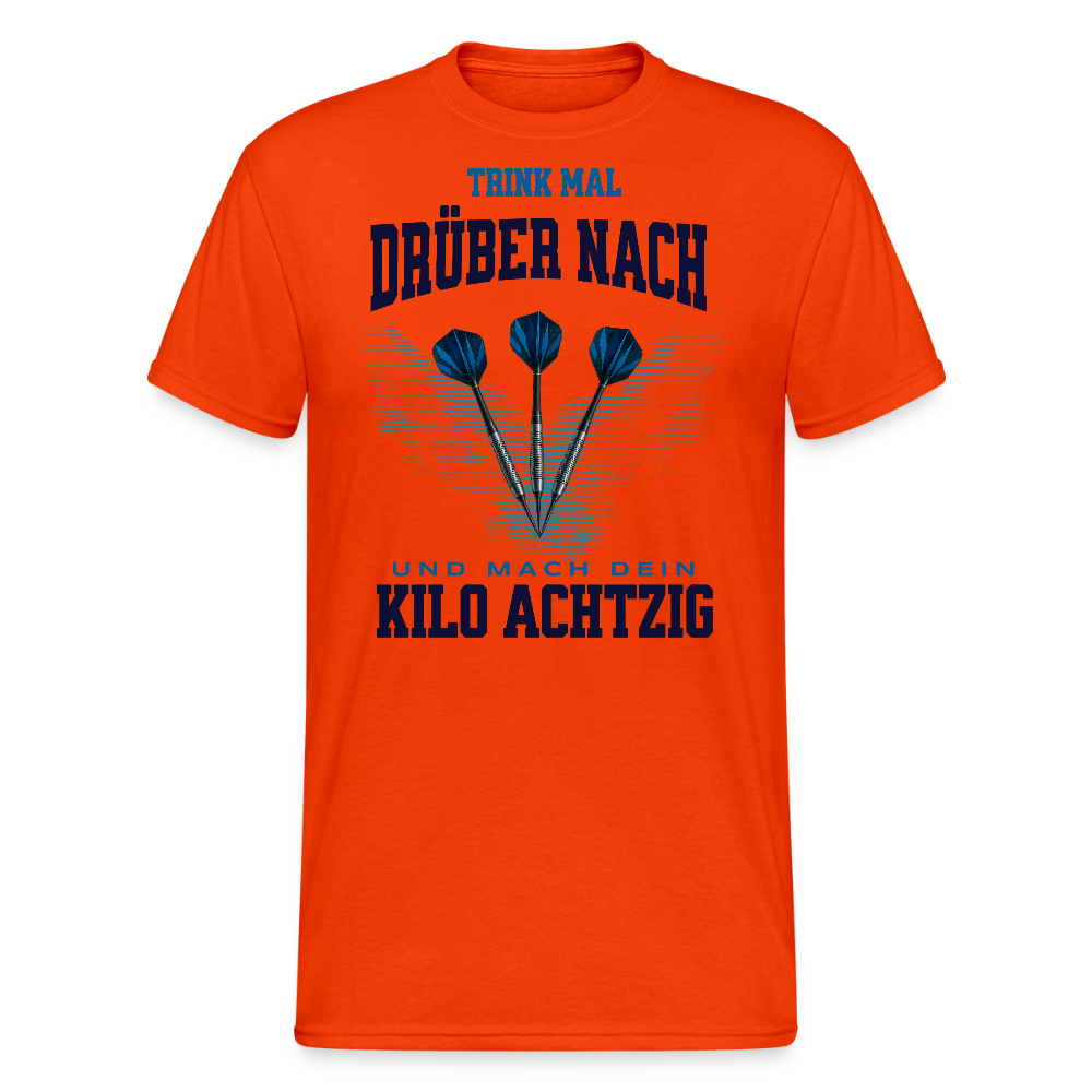 Gildan Darts T-Shirt Motiv "Kilo Achtzig" fuer maenner (druck vorne) - kräftig Orange