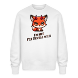 Unisex Pullover Denglisch Motiv "Fox Devils Wild" (Druck vorne) - Weiß