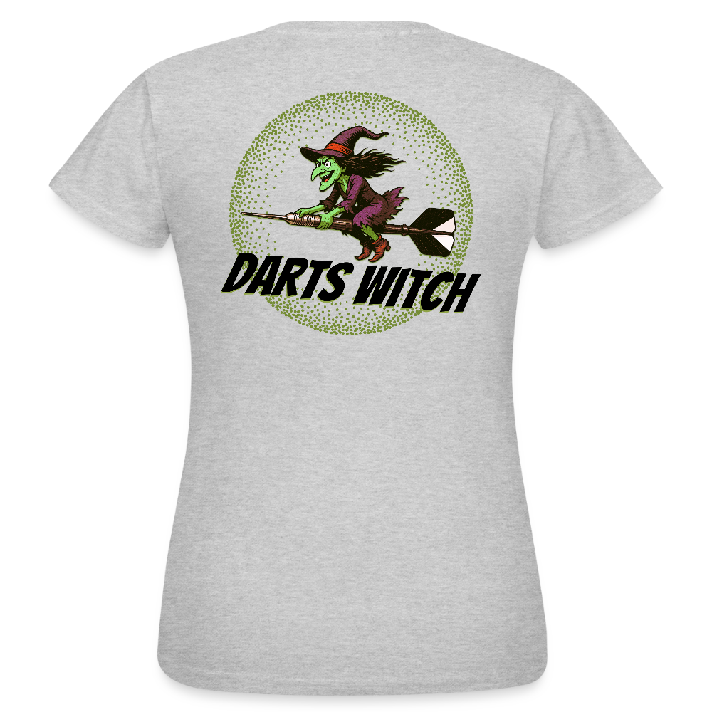 Frauen Darts-T-Shirt Motiv "Darts Witch" (druck hinten) - Grau meliert