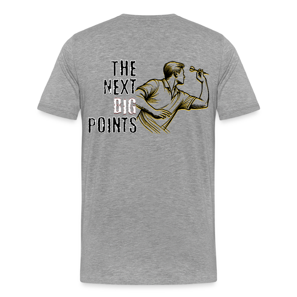 Premium Darts T-Shirt Motiv "Next Big Points" - Grau meliert