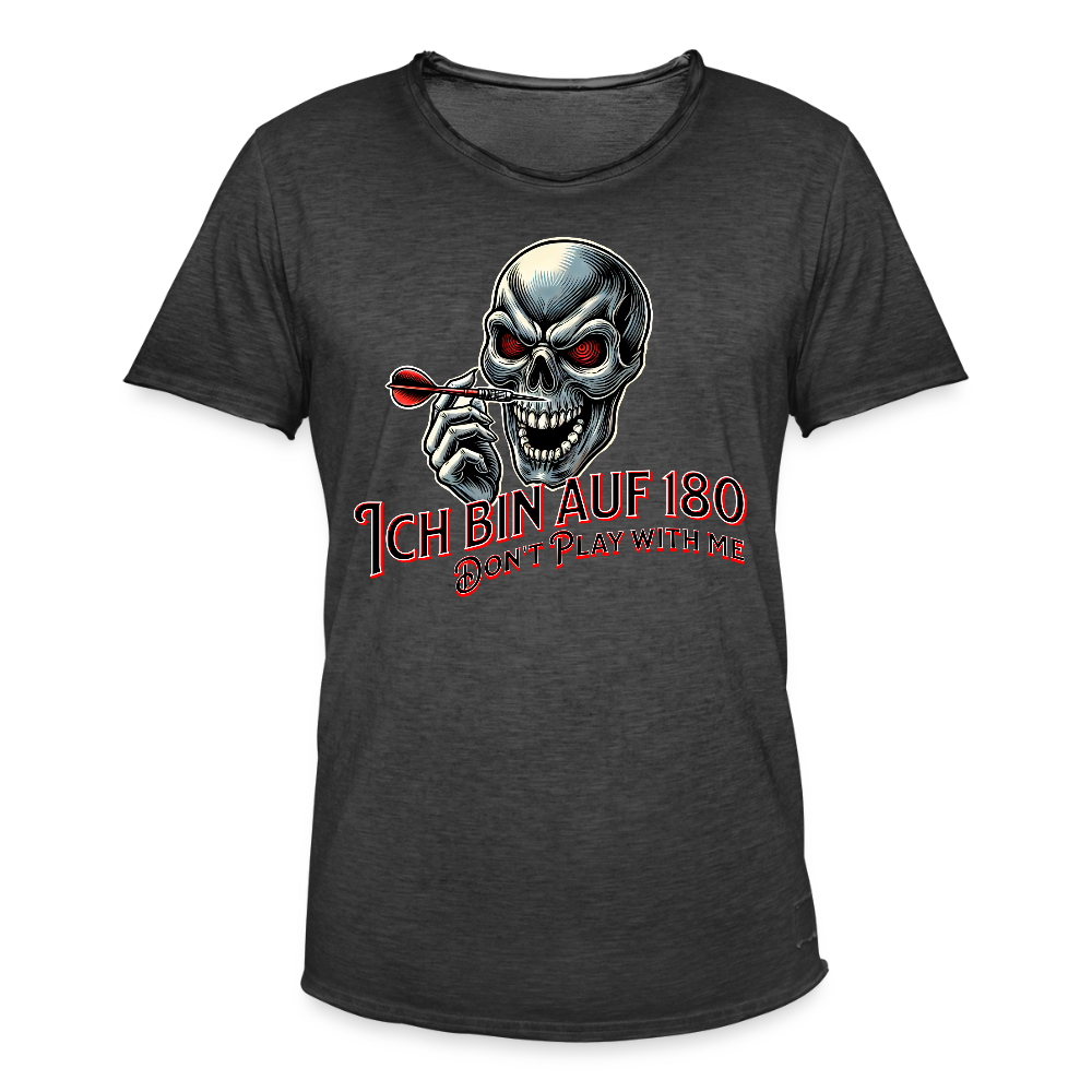 Vintage Darts T-Shirt Motiv "Auf 180" fuer Maenner (druck vorne) - Vintage Schwarz