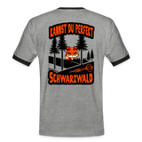 Kontrast-Darts-T-Shirt Motiv "Schwarzwald Perfekt" - Grau meliert/Schwarz