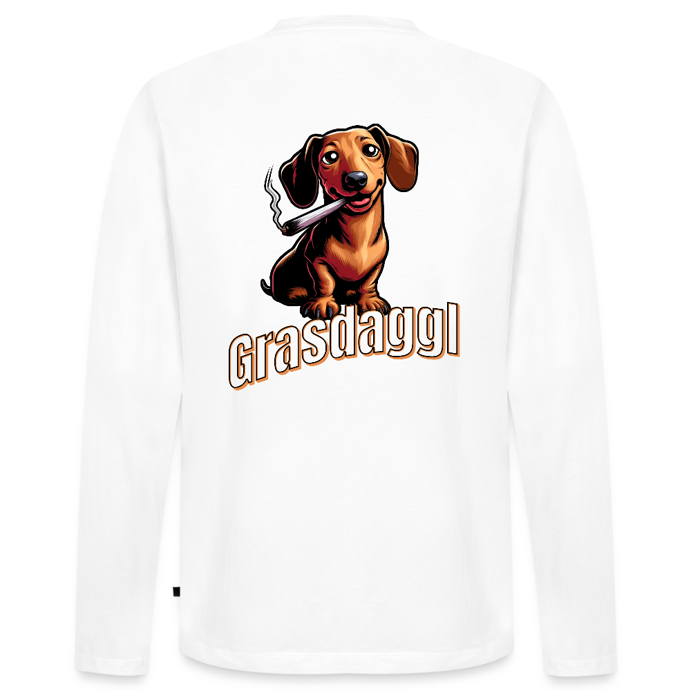 Männer Premium Langarmshirt Motiv Grasdaggl fuer Maenner (Druck vorne) - Weiß