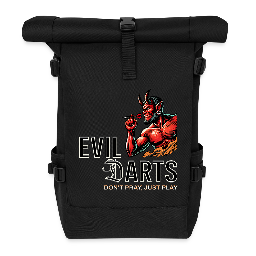 Darts-Rolltop-Rucksack Motiv "Evil Darts" - Schwarz