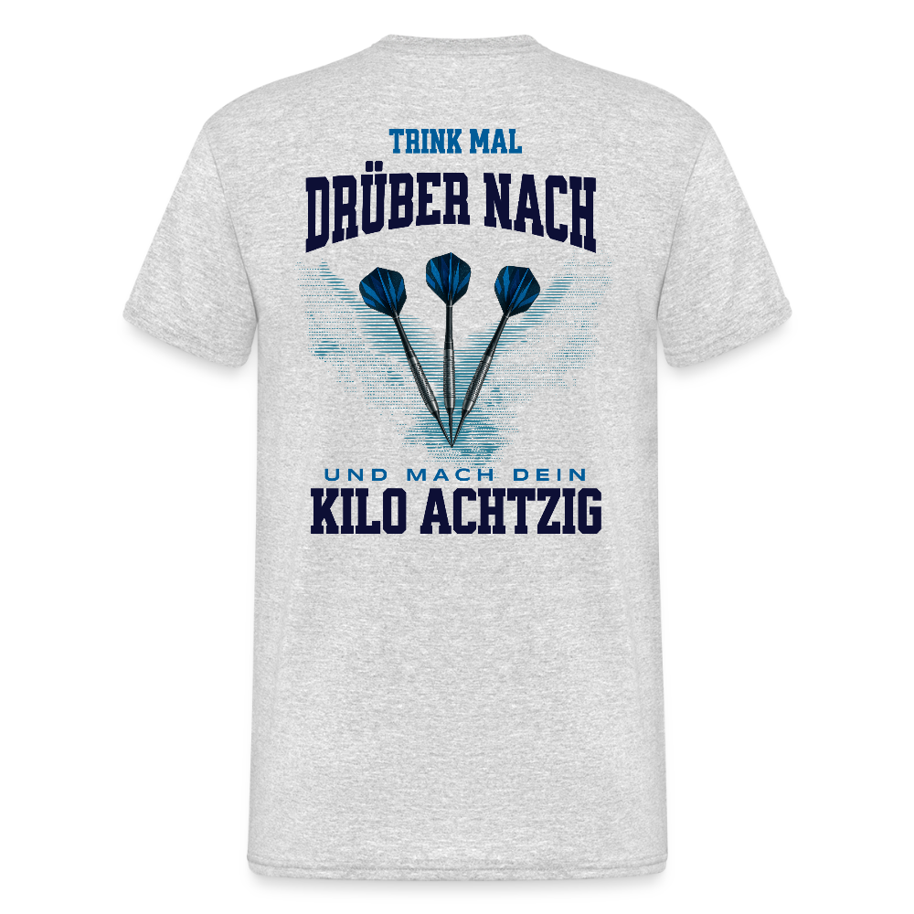Gildan Darts T-Shirt Motiv "Kilo Achtzig" fuer maenner (druck hinten) - Grau meliert