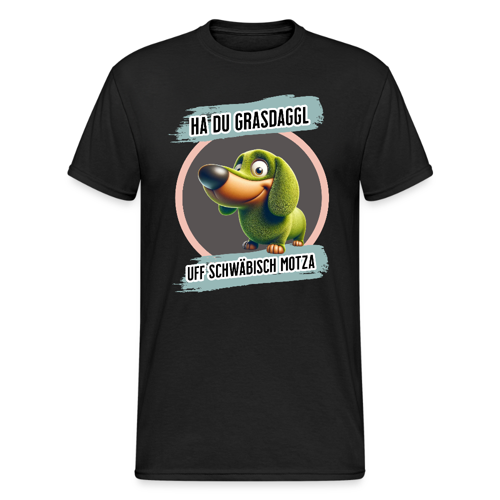 Gildan Fun T-Shirt Motiv "Ha du Grasdaggl" (Druck vorne) - Schwarz
