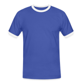 Kontrast Darts-T-Shirt fuer Maenner Motiv "Don't Pray" (Druck hinten) - Blau/Weiß