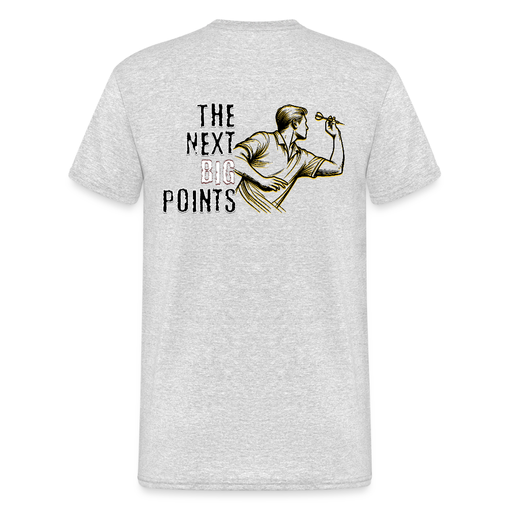 Gildan Heavy Darts T-Shirt Motiv "Next Big Points" fuer maenner (druck hinten) - Grau meliert