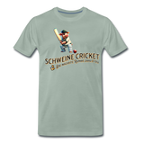 Premium Darts T-Shirt Motiv "Schweine Cricket“ - Graugrün